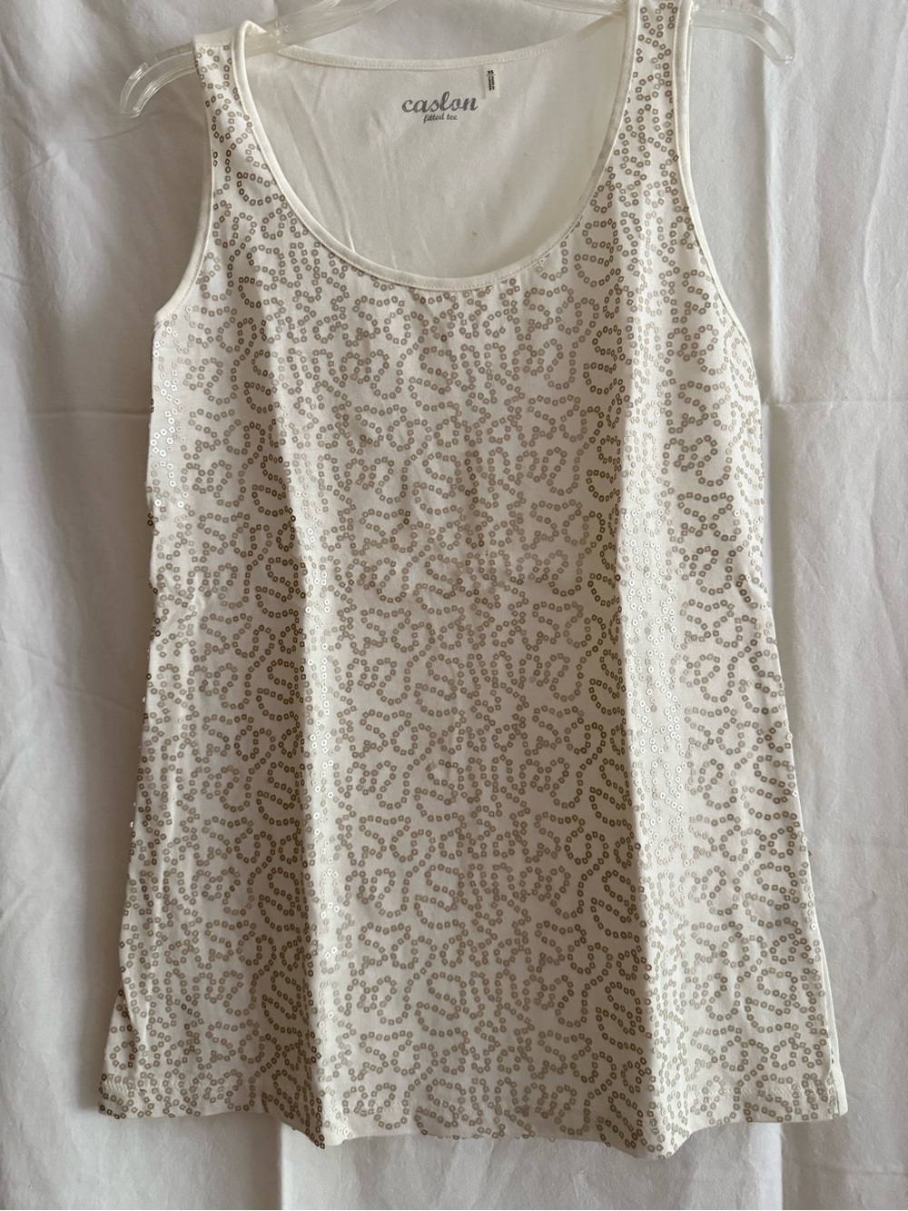Caslon White Tank Top with Silver Sequins